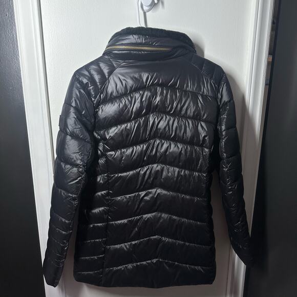 Lauren Ralph Lauren Faux Fur Trim Quilted Puffer Black Jacket Size Small - Picture 7 of 15